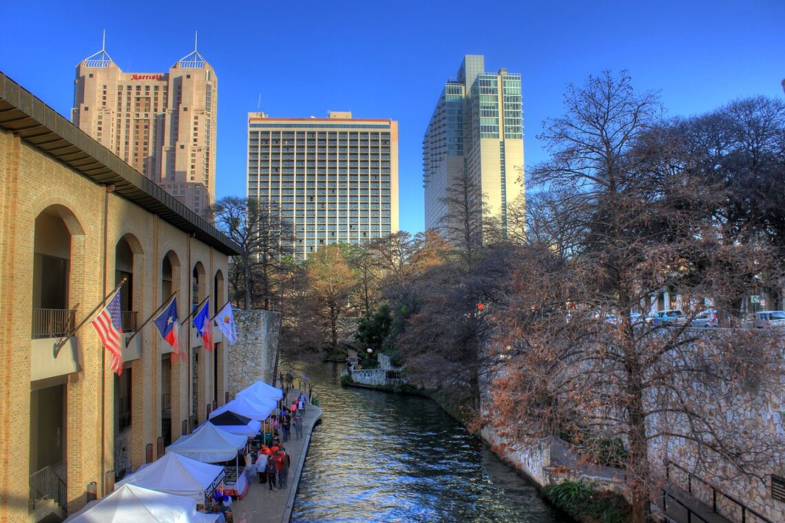 Cafes line up at the famous San Antonio, Texas' River Walk