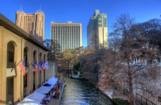 Cafes line up at the famous San Antonio, Texas' River Walk