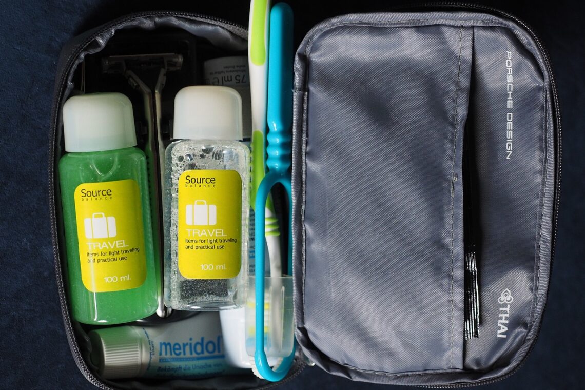 Toiletry bag with travel bottles